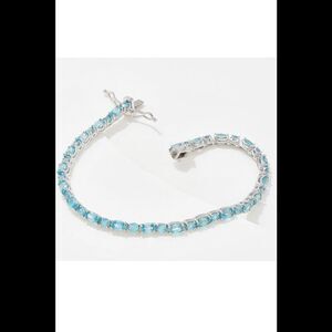 Generation Gems Sterling Silver Filled Tennis Bracelet Blue Zircon